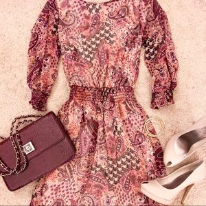 3/4 Sleeve Print Dress